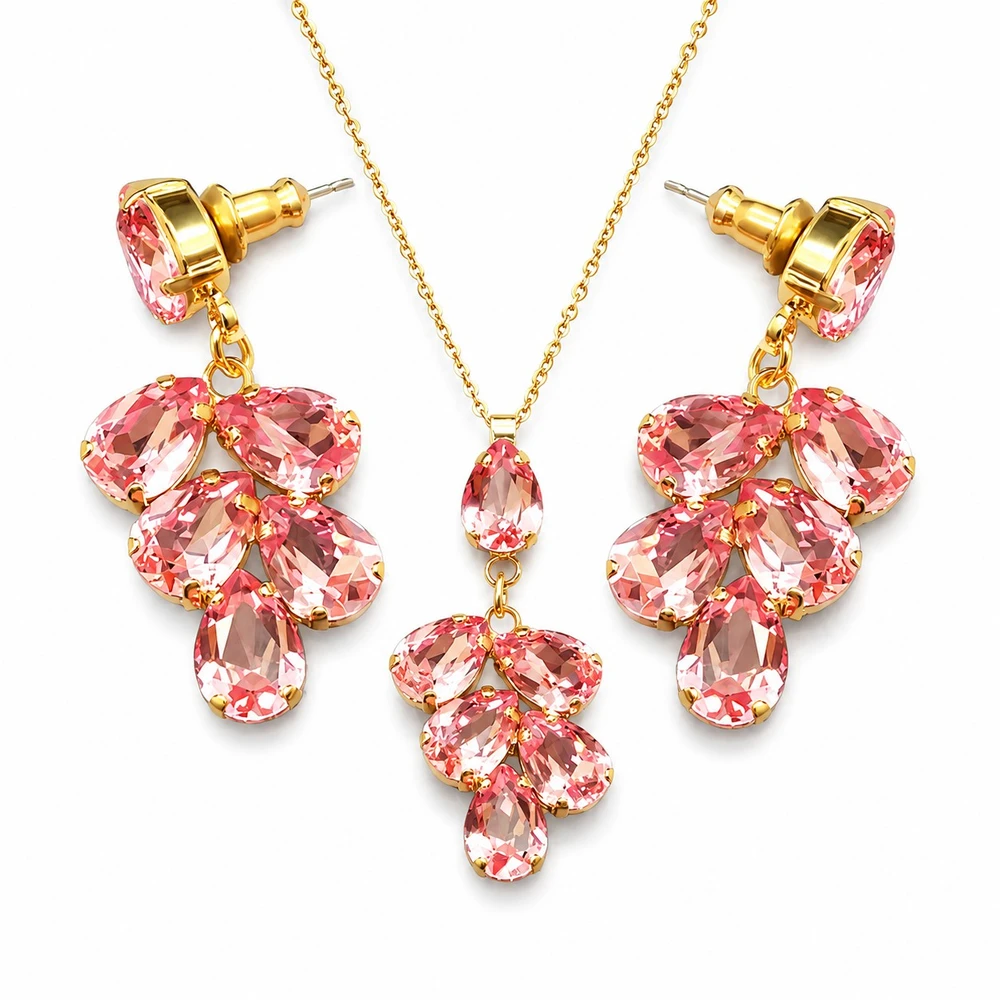 Diamond Sky Jewelry Papuošalų rinkinys moterims „Amber II (Light Rose)“ su Preciosa® kristalais