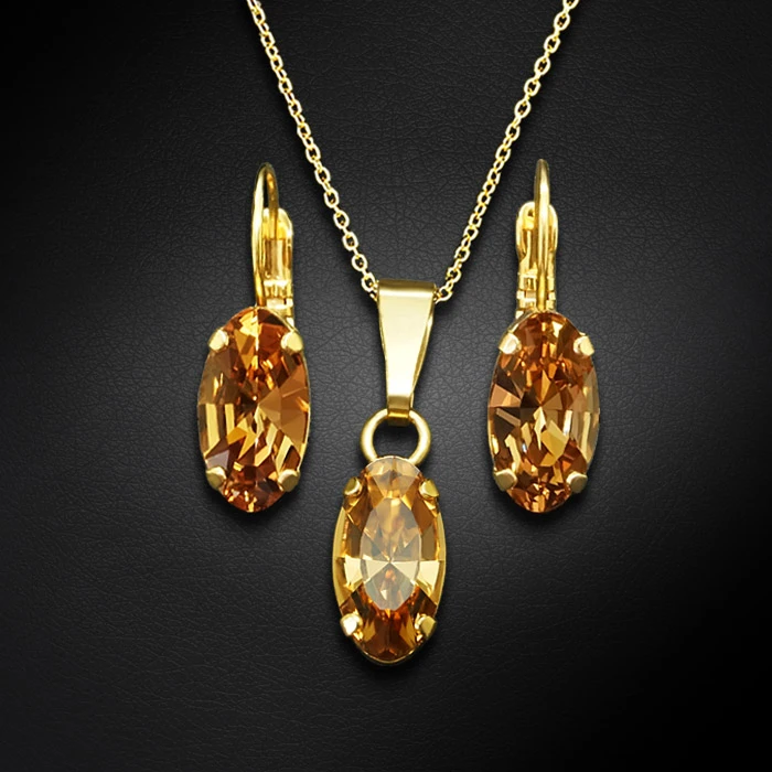 Diamond Sky Jewelry Papuošalų rinkinys moterims „Enigma (Light Colorado Topaz)“ su Swarovski® kristalais