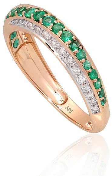 Diamond Sky Jewelry Auksinis žiedas su deimantais ir smaragdais „Roxana III“