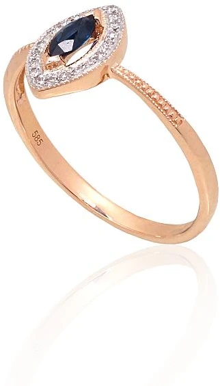 Diamond Sky Jewelry Auksinis žiedas su deimantais ir safyrais „Aleksandrija IV“