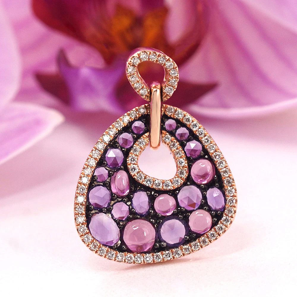 Diamond Sky Jewelry Auksinis pakabukas su deimantais ir ametistais „Saulėta Simfonija III“