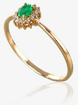 Diamond Sky Jewelry Auksinis žiedas su deimantais ir smaragdais „Ferro VIII“