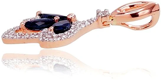 Diamond Sky Jewelry Auksinis pakabukas su deimantais ir safyrais „Aleksandrija“