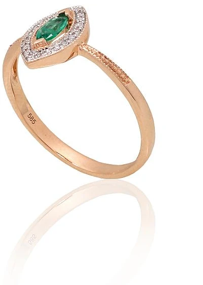 Diamond Sky Jewelry Auksinis žiedas su deimantais ir smaragdais „Aleksandrija III“