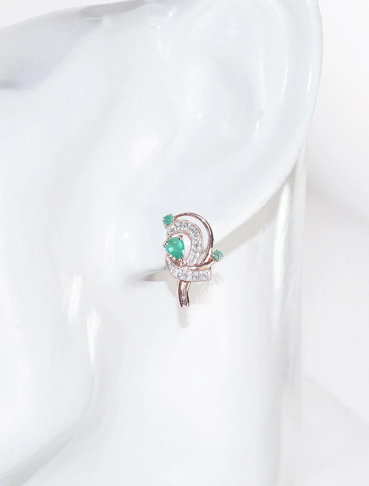 Diamond Sky Jewelry Auksiniai auskarai su deimantais ir smaragdais „Groteks II“