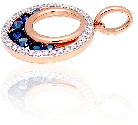 Diamond Sky Jewelry Auksinis pakabukas su deimantais ir safyrais „Atėnė III“