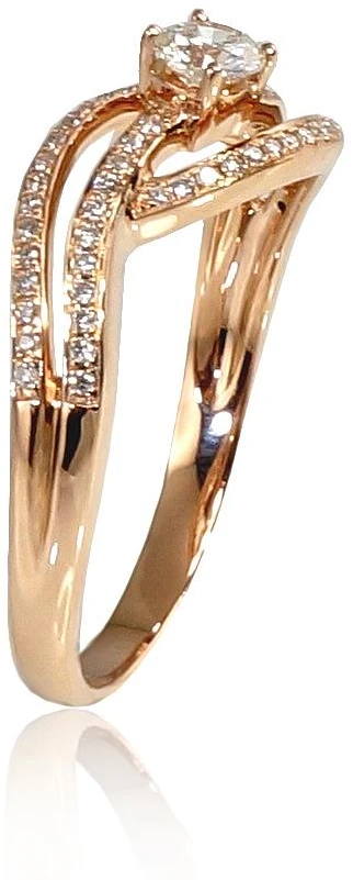 Diamond Sky Jewelry Auksinis žiedas su deimantais „Auksinė Banga VI“