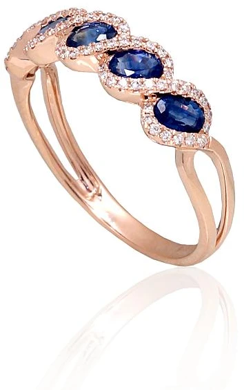 Diamond Sky Jewelry Auksinis žiedas su deimantais ir safyrais „Atėnė II“