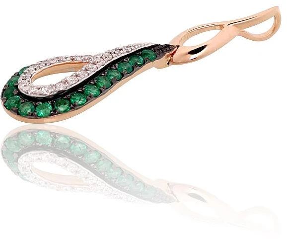 Diamond Sky Jewelry Auksinis pakabukas su deimantais ir smaragdais „Princesės Ašara“