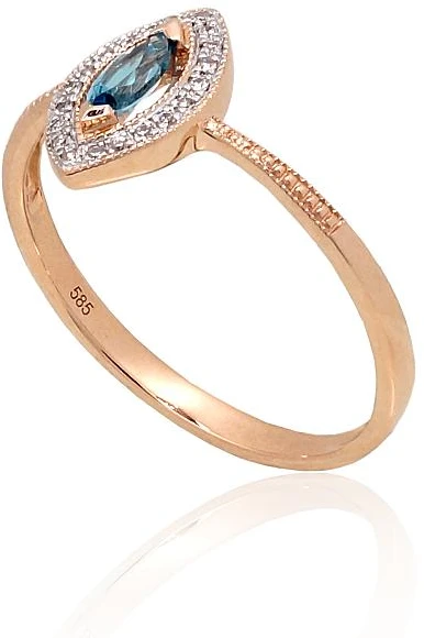 Diamond Sky Jewelry Auksinis žiedas su deimantais ir topazais „Aleksandrija V“