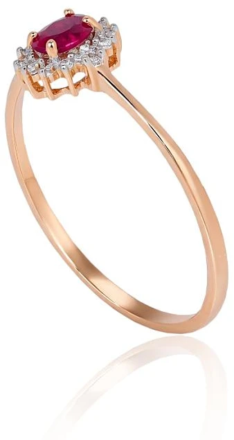 Diamond Sky Jewelry Auksinis žiedas su deimantais ir rubinais „Ferro VII“
