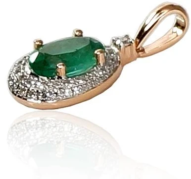 Diamond Sky Jewelry Auksinis pakabukas su deimantais ir smaragdais „Grakštumas III“