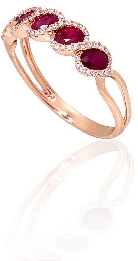Diamond Sky Jewelry Auksinis žiedas su deimantais ir rubinais „Atėnė“
