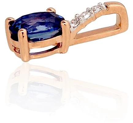 Diamond Sky Jewelry Auksinis pakabukas su deimantais ir safyrais „Grakštumas II“