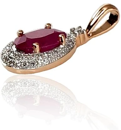 Diamond Sky Jewelry Auksinis pakabukas su deimantais ir rubinais „Saulutė II“