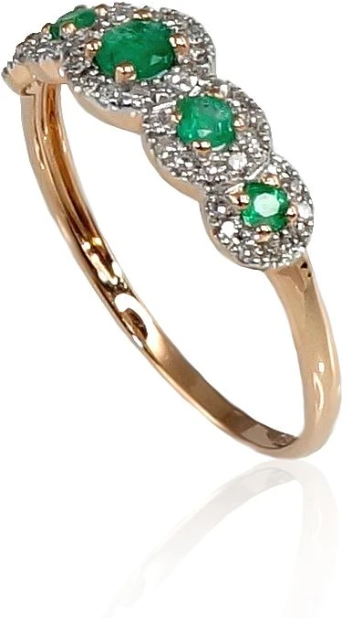 Diamond Sky Jewelry Auksinis žiedas su deimantais ir smaragdais „Jenny VIII“