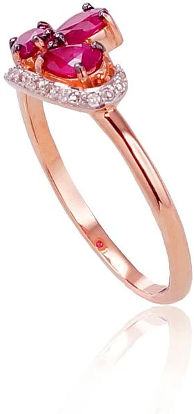 Diamond Sky Jewelry Auksinis žiedas su deimantais ir rubinais „Imperatoriaus Karūna II“