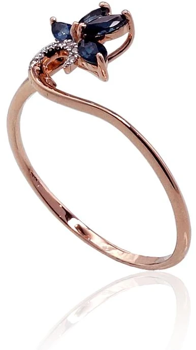 Diamond Sky Jewelry Auksinis žiedas su deimantais ir safyrais „Crystallite III“