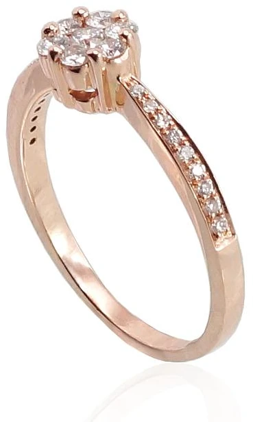 Diamond Sky Jewelry Auksinis žiedas su deimantais „Deimantų Gėlė III“