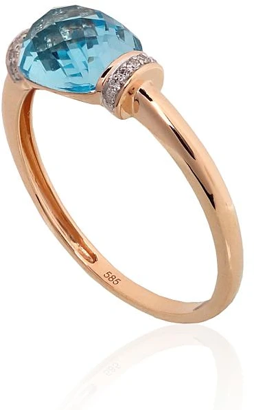 Diamond Sky Jewelry Auksinis žiedas su deimantais ir topazais „Dangaus Šnabždesys“