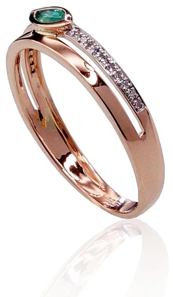 Diamond Sky Jewelry Auksinis žiedas su deimantais ir smaragdais „Dangaus Dovana III“