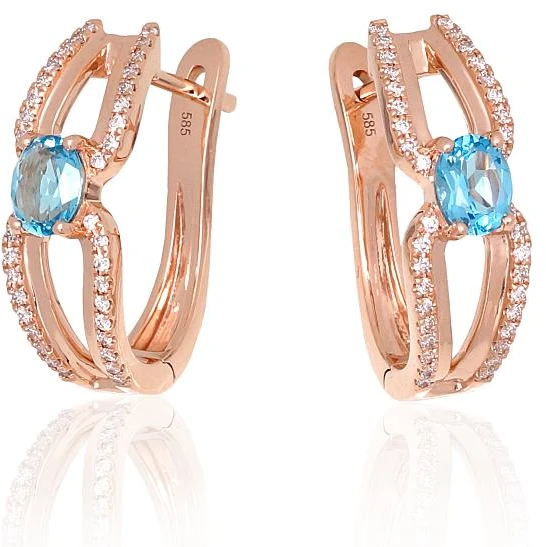 Diamond Sky Jewelry Auksiniai auskarai su deimantais ir topazais „Sparkling Moment“