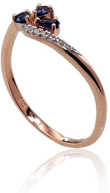 Diamond Sky Jewelry Auksinis žiedas su deimantais ir safyrais „Imperatoriaus Karūna IV“
