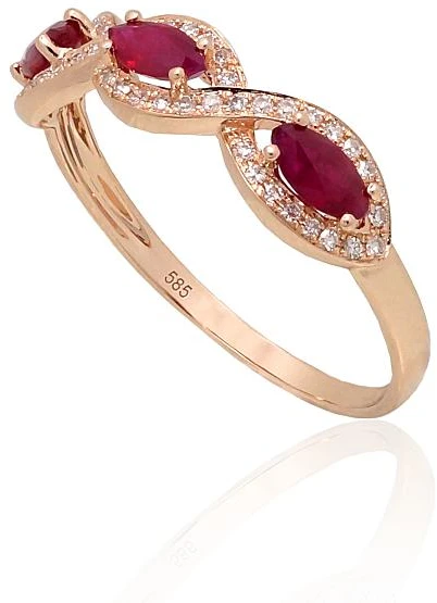 Diamond Sky Jewelry Auksinis žiedas su deimantais ir rubinais „Atėnė XI“