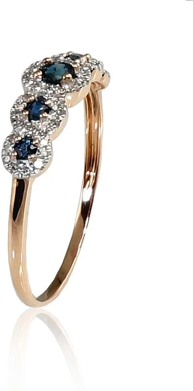 Diamond Sky Jewelry Auksinis žiedas su deimantais ir safyrais „Jenny V“