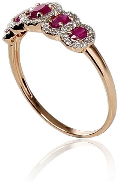 Diamond Sky Jewelry Auksinis žiedas su deimantais ir rubinais „Jenny II“