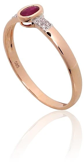 Diamond Sky Jewelry Auksinis žiedas su deimantais ir rubinais „Grakštumas XI“