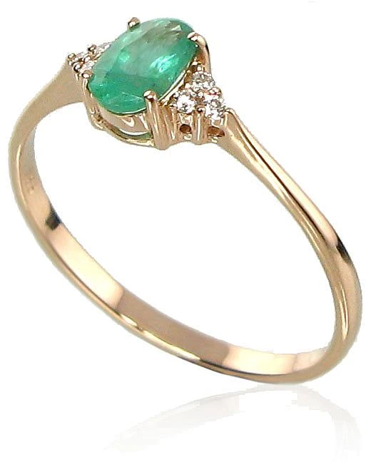 Diamond Sky Jewelry Auksinis žiedas su deimantais ir smaragdais „Grakštumas IX“