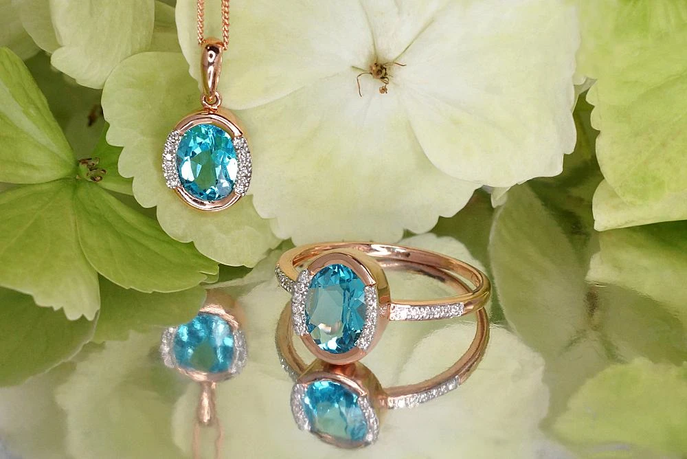 Diamond Sky Jewelry Auksinis žiedas su deimantais ir topazais „Femme Fatale“