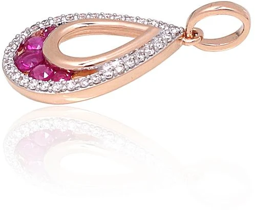 Diamond Sky Jewelry Auksinis pakabukas su deimantais ir rubinais „Atėnė V“