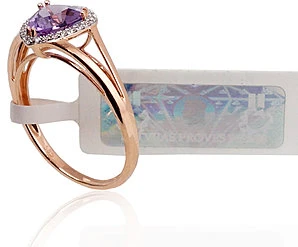 Diamond Sky Jewelry Auksinis žiedas su deimantais ir ametistais „Princess III“