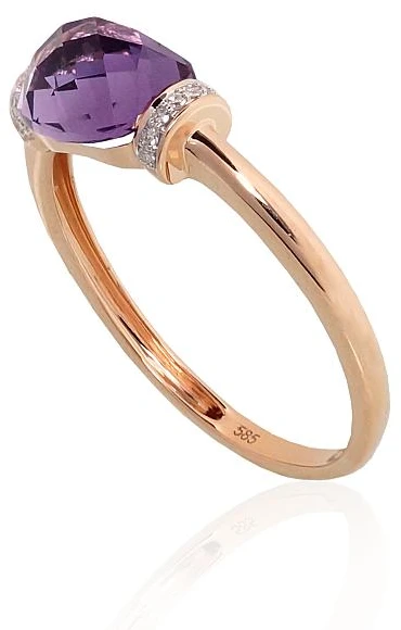 Diamond Sky Jewelry Auksinis žiedas su deimantais ir ametistais „Žvaigždžių Šnabždesys“