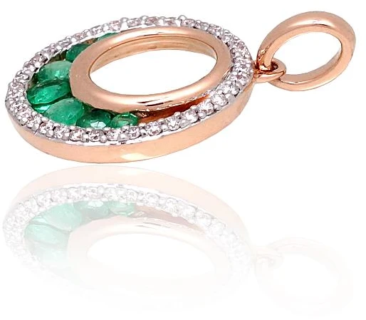 Diamond Sky Jewelry Auksinis pakabukas su deimantais ir smaragdais „Atėnė“