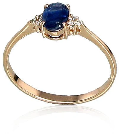 Diamond Sky Jewelry Auksinis žiedas su deimantais ir safyrais „Grakštumas VIII“