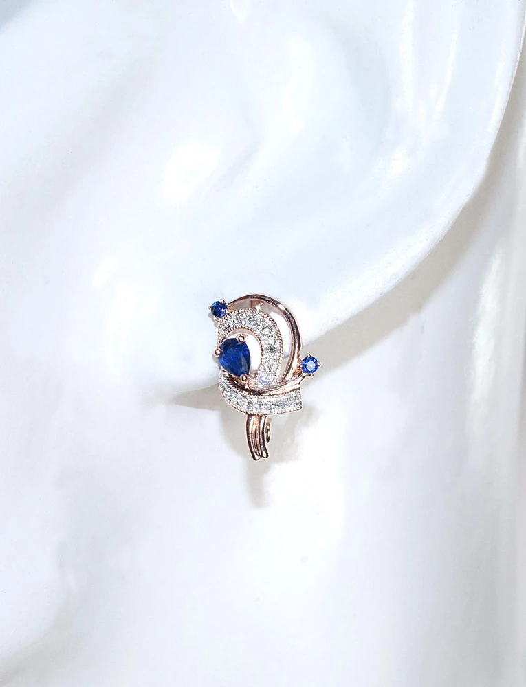 Diamond Sky Jewelry Auksiniai auskarai su deimantais ir safyrais „Grotex VI“