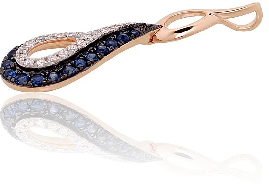 Diamond Sky Jewelry Auksinis pakabukas su deimantais ir safyrais „Princesės Ašara II“