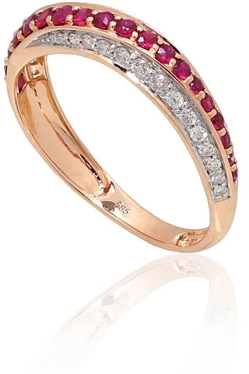 Diamond Sky Jewelry Auksinis žiedas su deimantais ir rubinais „Roxana IV“