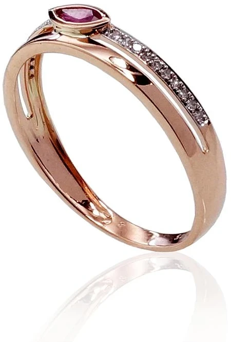 Diamond Sky Jewelry Auksinis žiedas su deimantais ir rubinais „Dangaus Dovana IV“