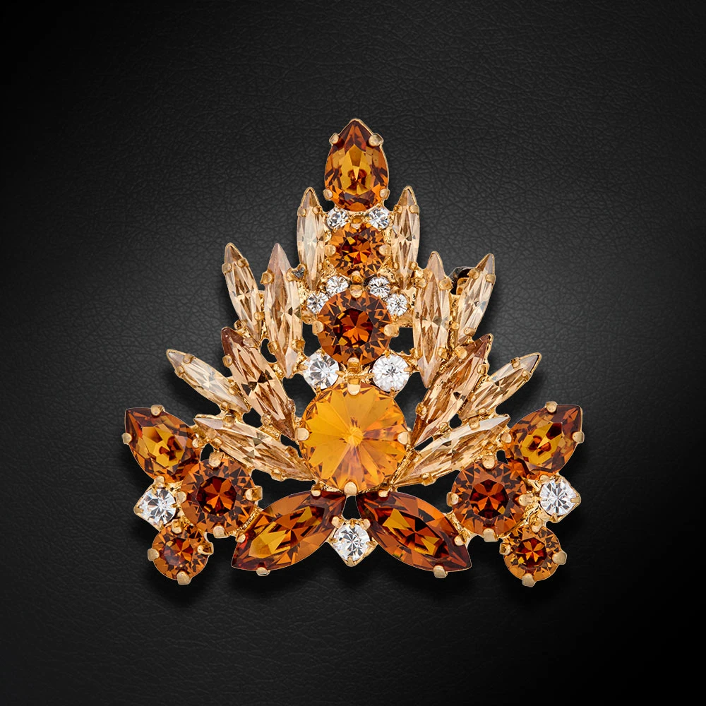 Diamond Sky Jewelry Segė moterims DiamondSky „Kristalo Šakelė II (Light Amber / Topaz / Golden Shadow)“ su Swarovski kristalais