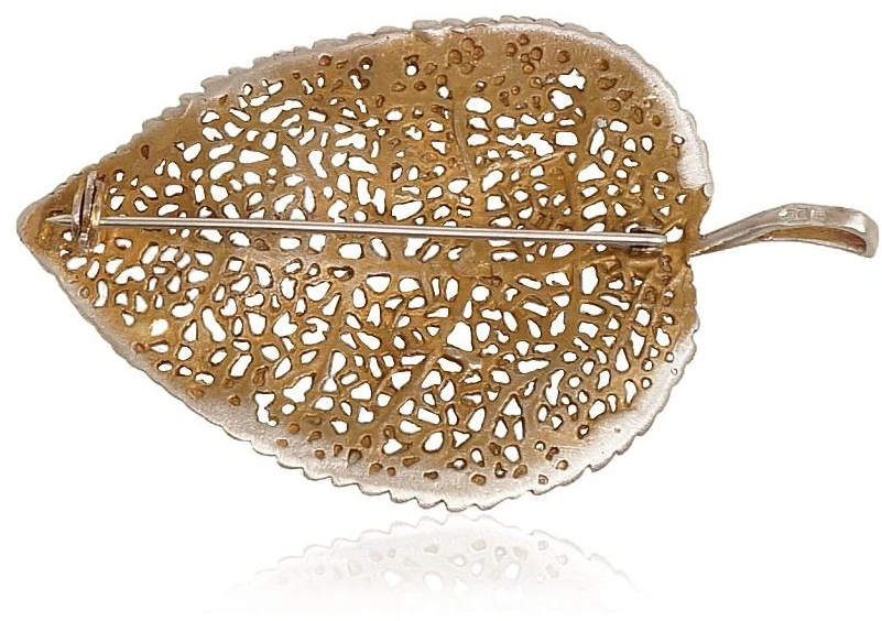 Diamond Sky Jewelry Sidabrinė sagė „Auksinis Lapas“