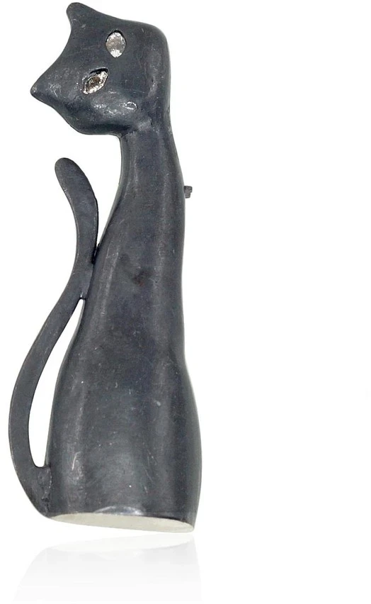 Diamond Sky Jewelry Sidabrinė sagė „Midnight Cat“