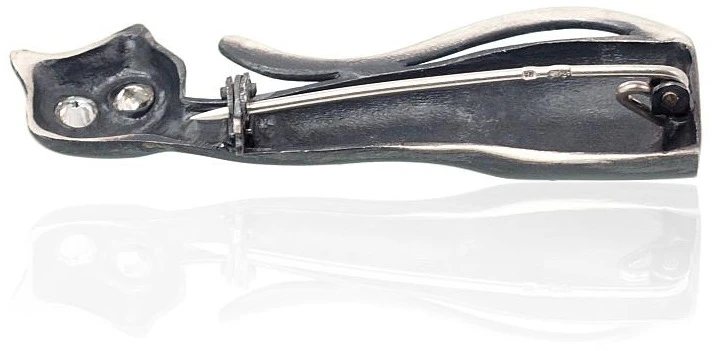 Diamond Sky Jewelry Sidabrinė sagė „Midnight Cat“