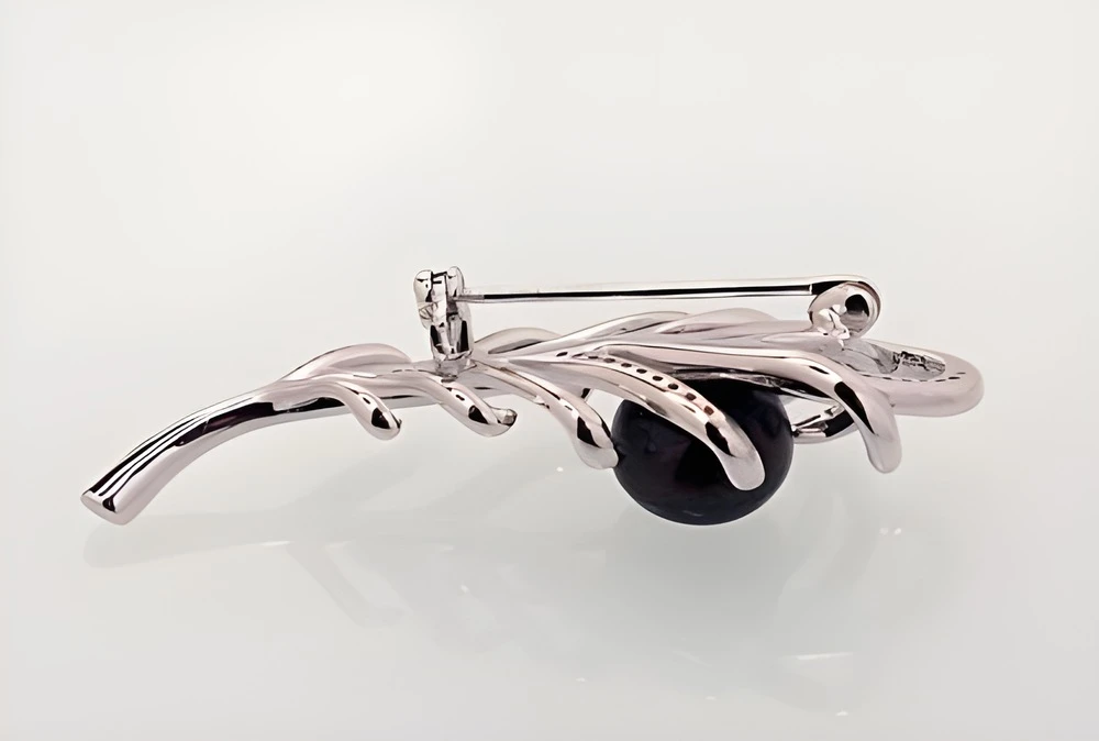 Diamond Sky Jewelry Sidabrinė sagė su cirkoniais ir perlais „Tender Breeze II“