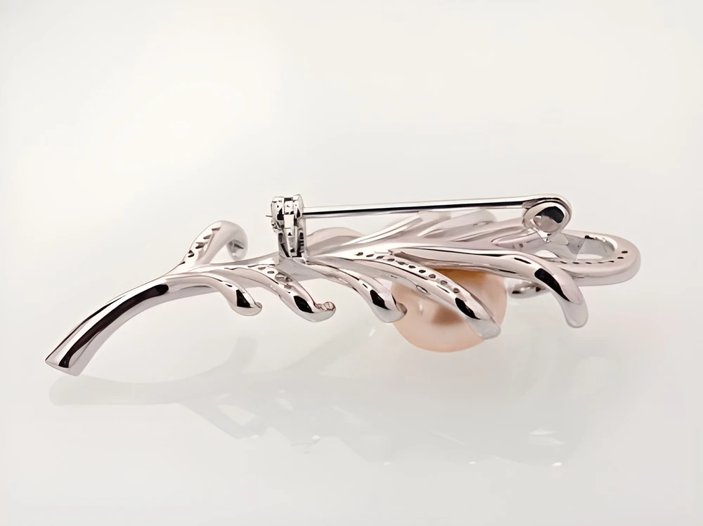 Diamond Sky Jewelry Sidabrinė sagė su cirkoniais ir perlais „Tender Breeze“