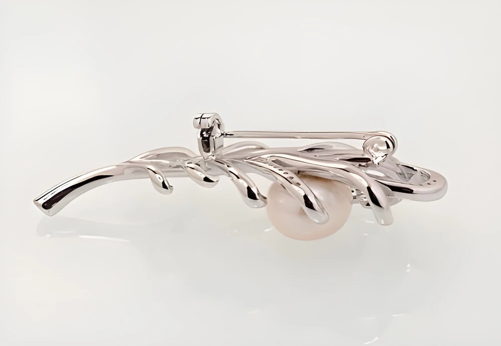 Diamond Sky Jewelry Sidabrinė sagė su cirkoniais ir perlais „Tender Breeze III“