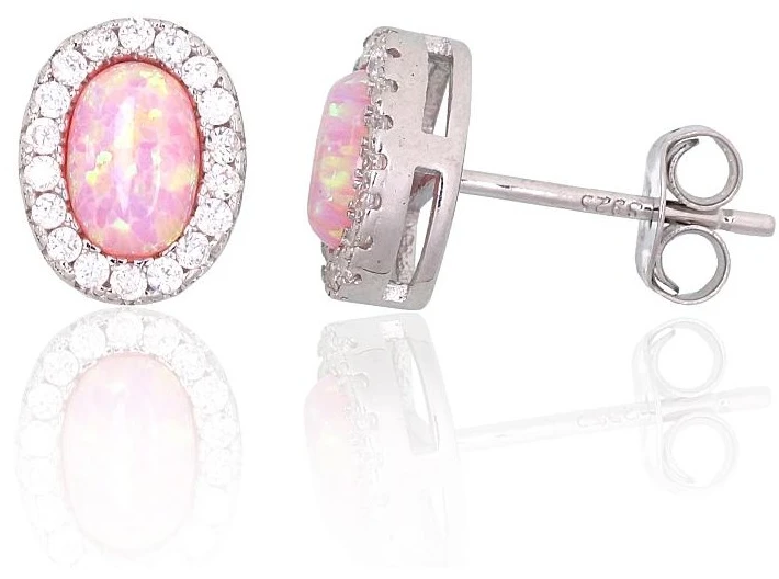 Diamond Sky Jewelry Sidabriniai auskarai su cirkoniais ir opalitu „Mėnulio Žavesys V“